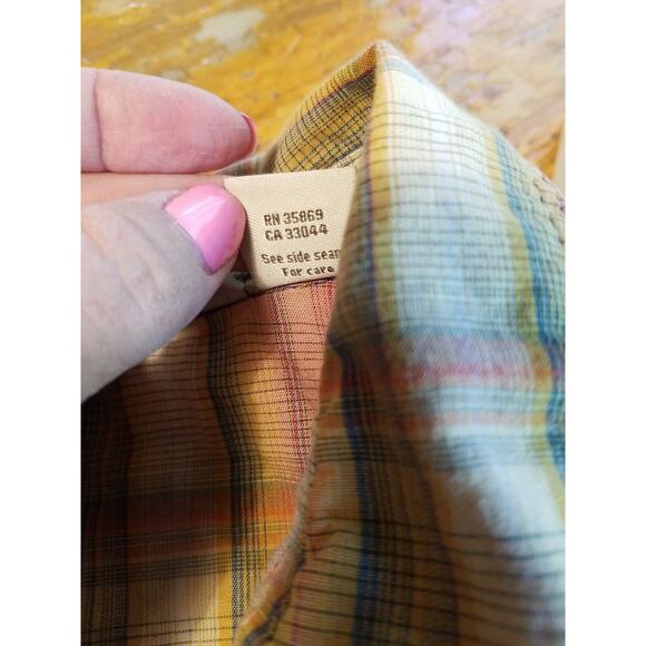 VTG Roper Shirt Women Medium Orange Long Sleeve Retro Western Pearl Snap - Picture 6 of 11